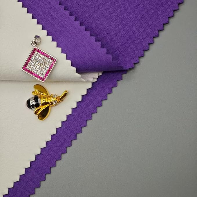 Polishing Cleaning Cloth for Gold, Silver, and Platinum Jewelry, Eco Friendly Large Cleaner Cloth 6.3 x 9.8 in. Keeps Jewelry Clean and Shiny (2 Pcs Dark Purple)