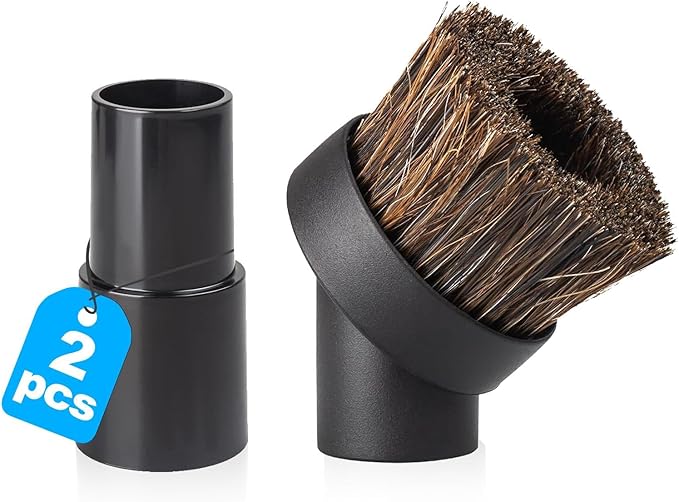 Round Horse Hair Brush Vacuum Attachment for Shark Vacuum Brush Attachment with 1-1/4” to 1-3/8” Adapter, For Shark Vacuum Attachments, for Dusting Car Seats & Upholstery, 2 Pack
