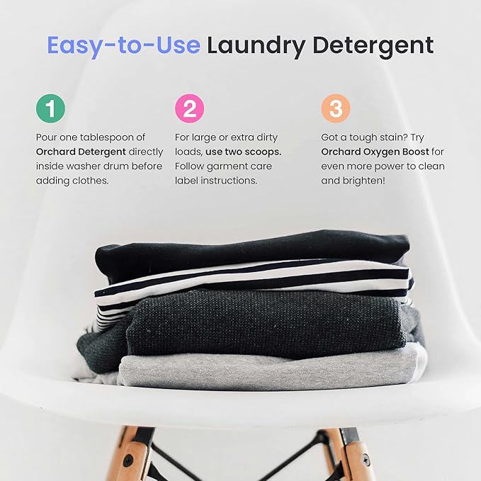Orchard Laundry Detergent Powder Natural Deep Cleaning Laundry Powder for Sensitive Skin - Citrus - Plant Based Effective Ingredients - 90 Loads - Enzyme-Powered, Eco Friendly Detergent