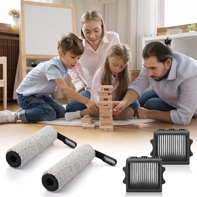 S5 Combo Only, Replacement Brush Roller for Tineco Floor ONE S5 Combo Cordless Wet Dry Vacuum Cleaner Accessories, 2 Brush Roller, 2 HEPA Filters