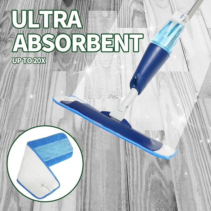 4 Pack Microfiber Cleaning Pads Compatible with Bona Mop, Reusable Microfiber Mop Pads for 18 Inch Mop, Hardwood Floor Replacement Cleaning Mop Pads, Machine Washes