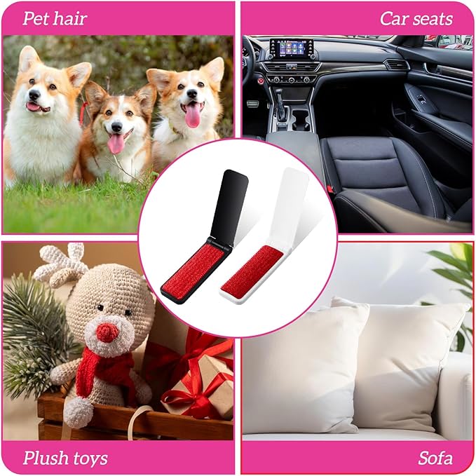8 Pcs Foldable Lint Brush, Reusable Portable Travel Size Lint Remover Mini Compact Lints Brushes for Clothes Furniture Pet Hair, Lightweight Lints Cleaner Brush Tool for Travel Home Car Use
