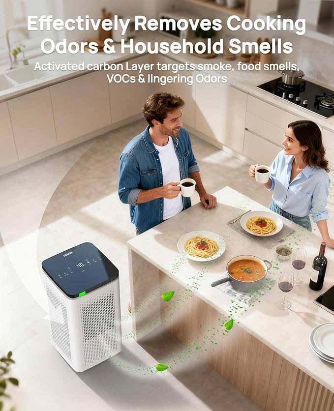 Air Purifiers for Home Large Rooms up to 3500 Ft², True HEPA 0.1 Micron 99.97% Filtration with Carbon Filter, 235 CFM CADR, Removes Allergens, Pet Odor, Smoke, VOCs, 30dB Sleep Mode, PM2.5 Display