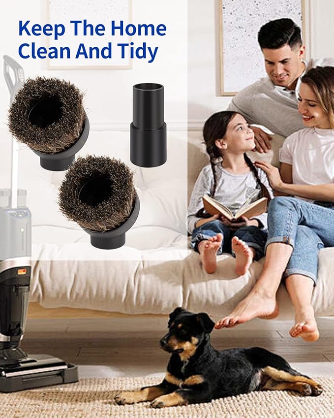 For Shark Vacuum Attachments, Round Horse Hair Vacuum Brush Attachment For Shark Vacuum Brush Attachment With 1-1/4” To 1-3/8” Adapter, For Dusting Car Seats & Upholstery, 3 Pack