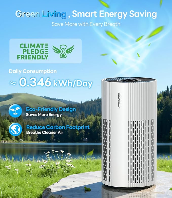 Air Purifiers for Home Large Room Cover Up to 1500 Ftยฒ with True HEPA Filter, 20dB Sleep Mode, 360ยฐ Air Intake & Outlet, Air Cleaner for Bedroom Pets, 7 Color Light, HAP604, Bright White