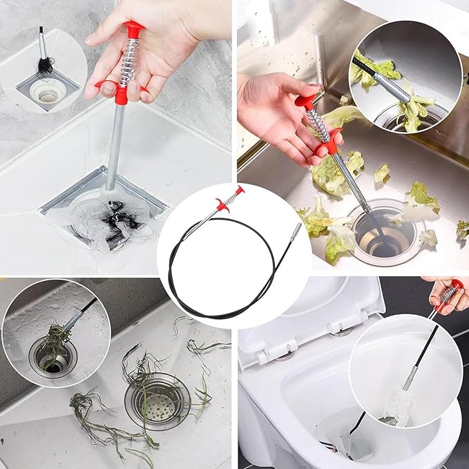 Drain Snake,61 inch Flexible Grabber Claw Pick Up Reacher Tool,Drain Clog Remover - Gutter Cleaning Tools for Home Sink, Bathroom Tub,Drain, Toilet, Tight Spaces