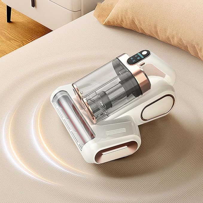 Cordless Double-Cup Mattress Vacuum Cleaner, 13kpa Suction 273nm UV-C Light, 80000 RPM/Min Brushroll Rotation, USB Rechargeable Handheld Vacuum for for Mattress & Upholstery (Gray)