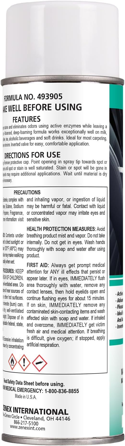 Zenex ZenaZyme Active Enzyme Carpet & Upholstery Cleaner - Professional-grade Stain Remover | Deep Foaming Formula for Carpets, Upholstery, & Interiors | Fresh Scent | 20 oz (2 Pack)