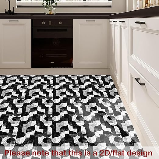 Nuxovilar Matte Black White Grey Peel and Vinyl Flooring10-Pack, Stick Floor Tile, 12x12 inch Self Adhesive Waterproof Flooring Wood Planks for Kitchen,Bedrooms