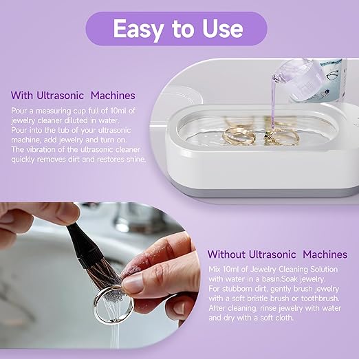 Upgraded KUNPHY Jewelry Cleaner, Professional Ultrasonic Jewelry Cleaner Solution for All Ultrasonic Cleaners, Multi-Purpose Ring Cleaner for Silver, Gold, Diamonds and Eyeglasses, 8.5 Oz * 2 Packs