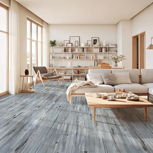 Art3d 15 Sq.ft Peel and Stick Floor Tiles, 10Pcs Luxury Vinyl Plank Flooring Wood Look, 36" × 6" Adhesive and Waterproof Tile Sticker for Bedroom, Living Room, Kitchen, Dust Grey