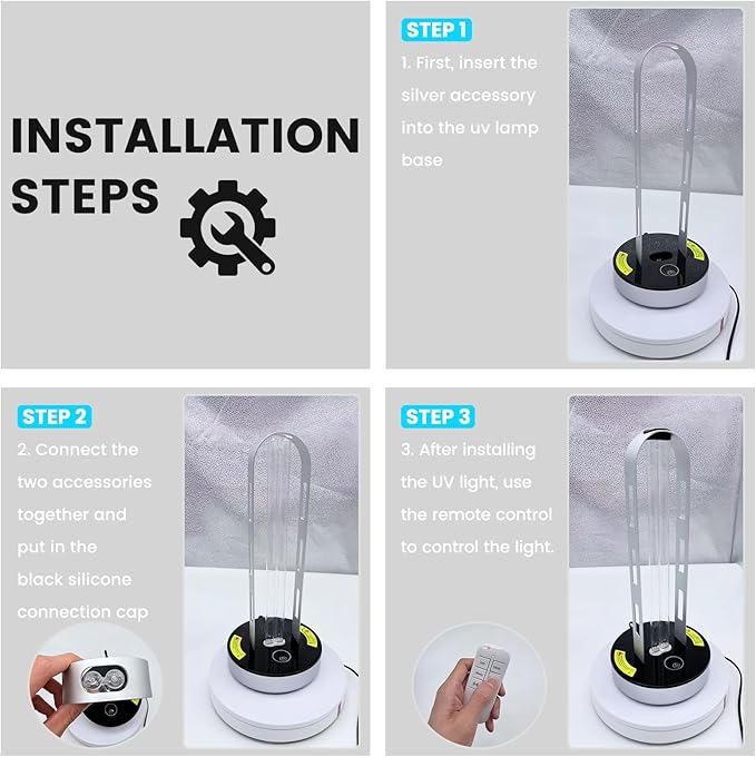 UV Light Sanitizer, 100W Ultraviolet Lamp with Remote Control for Bed Bugs and Dust Mites, Home Disinfection Device UV Lamp with Motion Sensor,3 Speed Timings for Home, Room & Kitchen