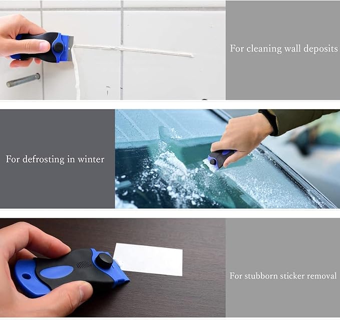 2PACK Razor Blade Scraper Tool with 30Pcs Stainless Steel Blades for Glass Stovetops Cooktop Ceramic Metal Tape Paint Glue Stickers Removal Tool