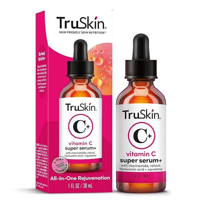 TruSkin Vitamin C Super Serum for Face – All-in-One Anti-Aging Serum with Vitamin C, Retinol, Niacinamide, Hyaluronic Acid & Squalane – Improve Appearance of Dark Spots, Firmness & Texture, 1 Fl Oz