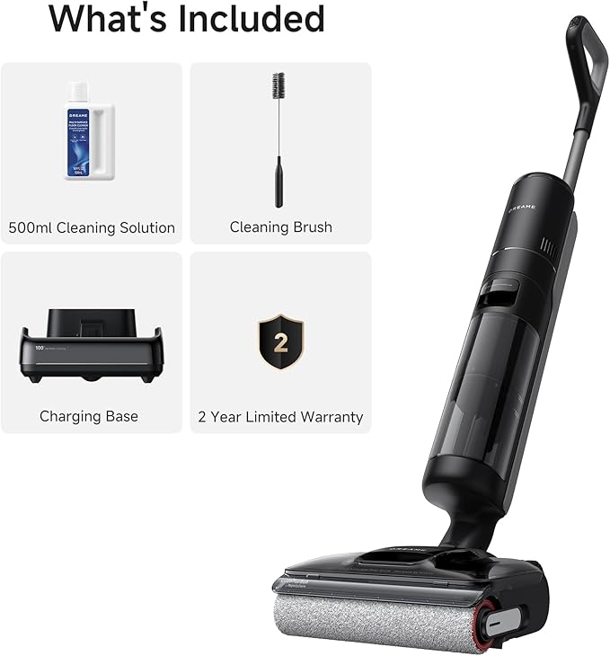 DREAME H12 FlexReach Vacuum Mop, 0 Tangle Wet Dry Vacuum Cleaner, Cordless Vacuum Mop All-in-One for Hard Floors, 180° Lie-Flat Floor Cleaner Machine with 194°F Hot Self-Cleaning, 50Mins Runtime