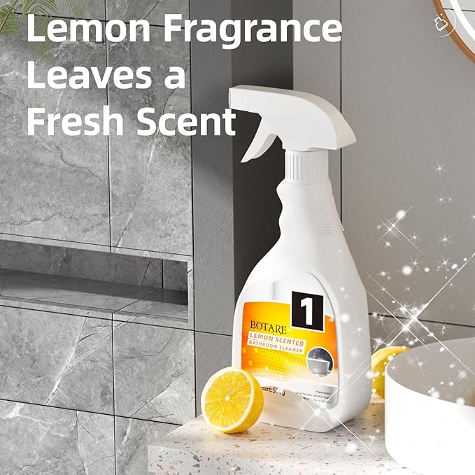 Bathroom Cleaner Spray - Removes Soap Scum, Hard Water Stains - All-Purpose Shower, Tub, Toilet, Tile, Sink and Fixtures Alternative with - Fresh Scent, 17.9 oz (3-Bottle Pack with 3 Nozzles)