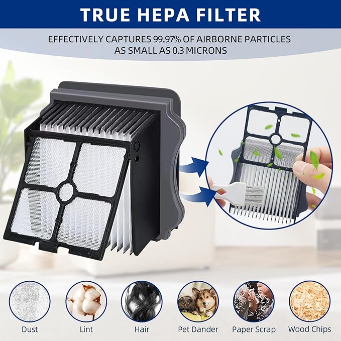 Floor ONE S5 Brush Roller and HEPA Filter Replacement, Compatible with Tineco S5 / S5 Pro /S5 Pro 2 / S5 Blue Cordless Wet Dry Vacuum Cleaner - 2 Brush Rollers + 6 Vacuum Filters + 1 Cleaning Tool