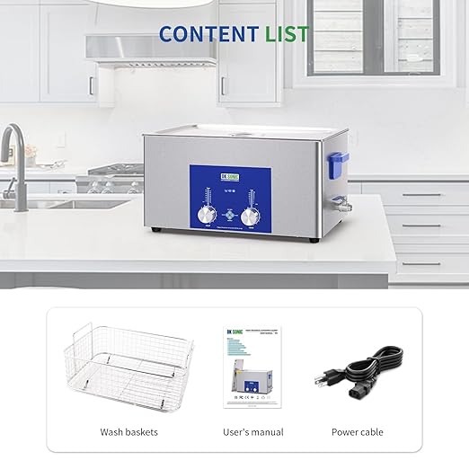 DK SONIC Industrial Ultrasonic Cleaner 22L,480W Commercial Sonic Cleaner with Encoded Timer,Heater&Basket, Multiple Functions for Carburetors, Motorcycle Engines, Chains