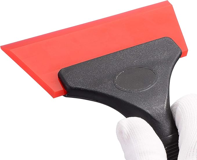 EHDIS Small Squeegee 5 inch Rubber Window Tint Windshield Scraper for Car,Glass, Mirror, Shower, Door,Bathroom Cleaning -Red (Red, 1)