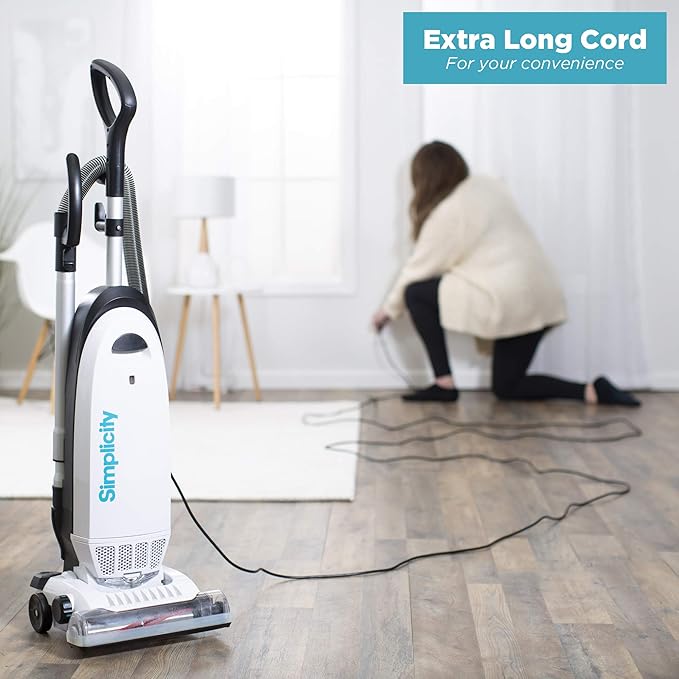 Simplicity Vacuums Allergy Upright Vacuum with Bags and Filter Set Bundle, Bagged Vacuum Cleaner with Certified Hepa Vacuum for Pet Hair, S20EZM