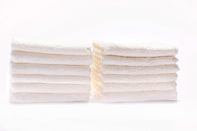 Kyapoo Baby Washcloths 12 Pack 12x12 Inches Microfiber Coral Fleece Extra Absorbent and Soft for Newborns, Infants and Toddlers-White