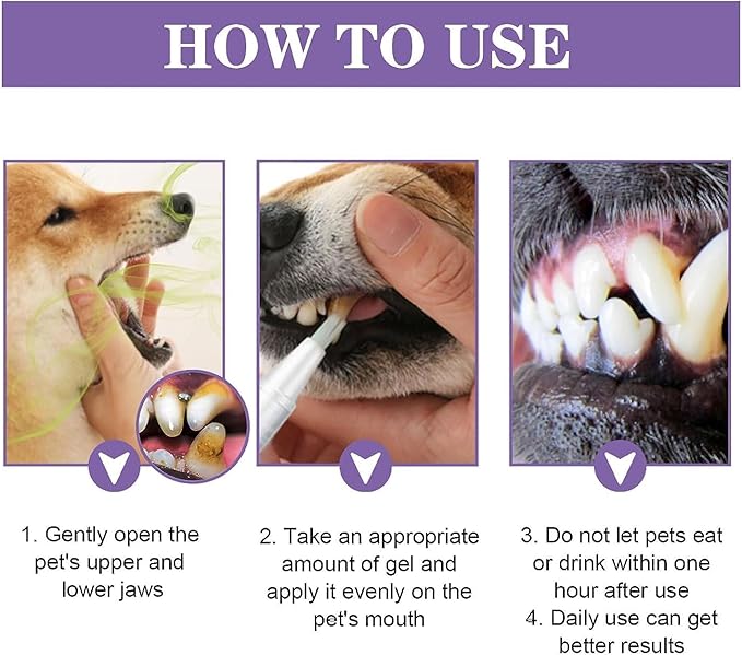 3Pcs Pet Oral Repair Gel, Pet Oral Restoration Whitening Gel, Pet Teeth Care Gel Cleaner Teeth & Fresher Breath, Without Brushing