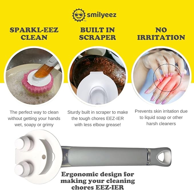 The Original Smiling Handle with Soap Dispensing for Scrub Daddy (Reg. TM) Sponge and Scrub Moji Sponge (Purple)