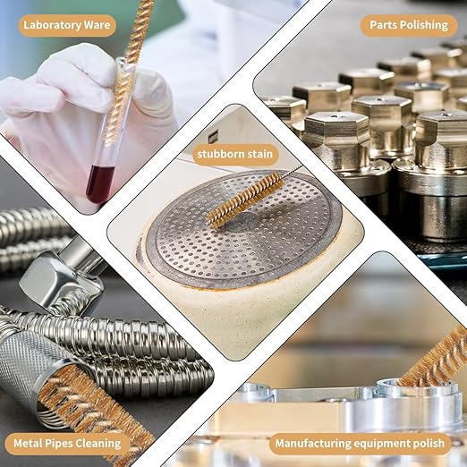 7-Pieces Brass Wire Bottle Brush Brass Pipe Cleaner, 12 Inch Long Wire Brushes for Cleaning Metal, Tubes, Bottle, Auto Parts (6mm/8mm/10mm/12mm/15mm/18mm/20mm)