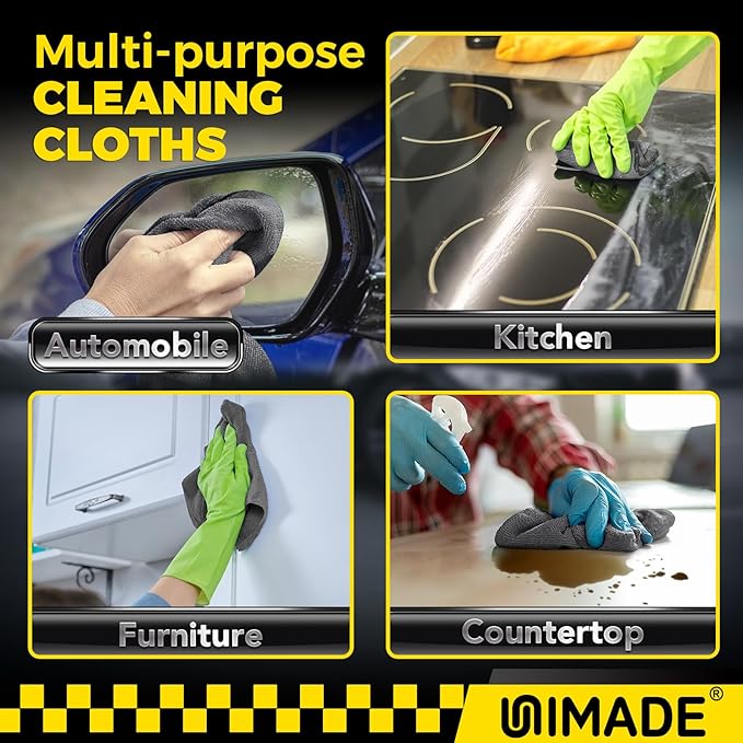Microfiber Cleaning Cloth, 200 Pack Microfiber Towels for Cars Reusable Shop Rags Bulk Lint Free Cleaning Towels for Car Kitchen Automotive Bar Mechanic Restaurant Garage, 11.5"x 11.5", Grey