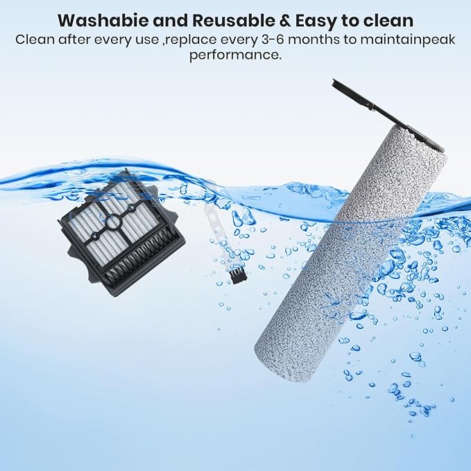【Not for Switch S6 Stretch/S7 Pro】2 Roller Brush and 4 HEPA Filter Replacement for Tineco Floor One Stretch S6,S7 Stretch Ultra,S7 Stretch Steam,S9 Artist Pro/Steam,i5/i6 Stretch