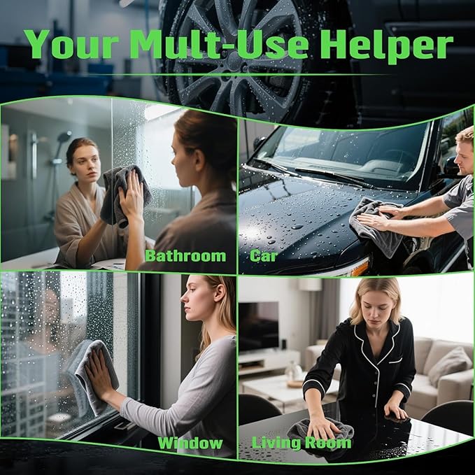 Bath Wipes Shower Cleaning Cloths, Premium Car Drying Towel | Ultra Absorbent Twisted-Loop Design| Microfiber Towel for Car, Shower Cabin, Household