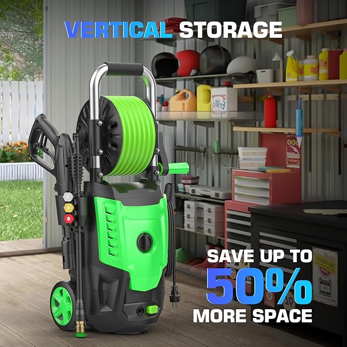 Professional Electric Pressure Washer 4800PSI, 4.0GPM Portable Power Washer with 4 QC Nozzles and Soap Bottle, Washer Machine for Cars/Home/Driveways/Patios/Decks/Fences (Green)