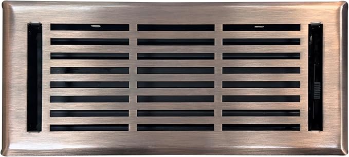 EMPIRE REGISTER CO Linear Design, Heavy Duty Floor Vent Covers, Metal Damper Attached. Vent Covers for Floor only. (Floor, Antique Copper, 4 x 10 inch (Pack of 1))