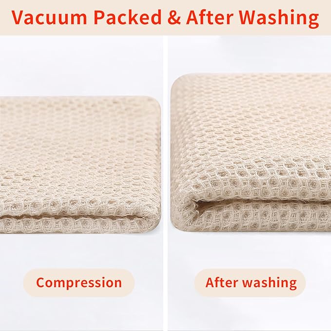 Homaxy 100% Cotton Waffle Weave Kitchen Dish Cloths, Ultra Soft Absorbent Quick Drying Dish Towels, 12 x 12 Inches, 24-Pack, Beige