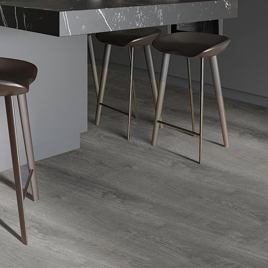 Luxury Thicken Wood Grain Peel and Stick Floor Tiles Self-Adhesive Vinyl Flooring Roll-DIY Easy for Wall and Floor,Hard Surface/Waterproof/Anti Slip (Gray Vinyl Flooring, 17.72 "W x 393.7" L)
