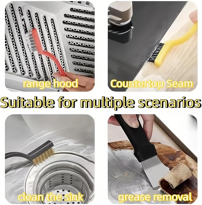 Crevice Cleaning Brush set,Multi-functional Grout Cleaner Brush for Kitchen, Bathroom, Window, Faucets, Corners & Tight Spaces - Household Cleaning Supplies
