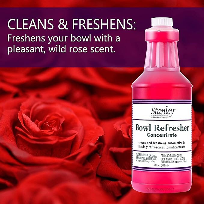 Stanley Toilet Bowl Cleaner & Deodorizer Concentrate 32 oz – Wild Rose Scent – Septic‑Safe Bowl Refresher – Cleans Stains & Residue with Each Flush (Pack of 2)