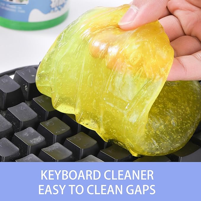 Car Cleaning Gel - Reusable Auto Detailing Tools for Interior Vents, Keyboard, Electronics, 2Pcs Portable Dust Cleaner (Blue/Yellow)