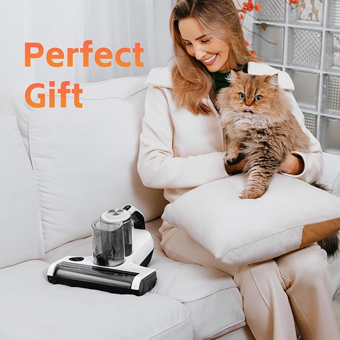 Dibea Handheld Mattress Vacuum, Upholstery Bed Vacuum Cleaner Machine, 18KPa Suction, 140โ Heating, Smart Dust Sensor, Washable HEPA Filter, Deep Clean Dust, Debris on Couch, Fabric, Furniture