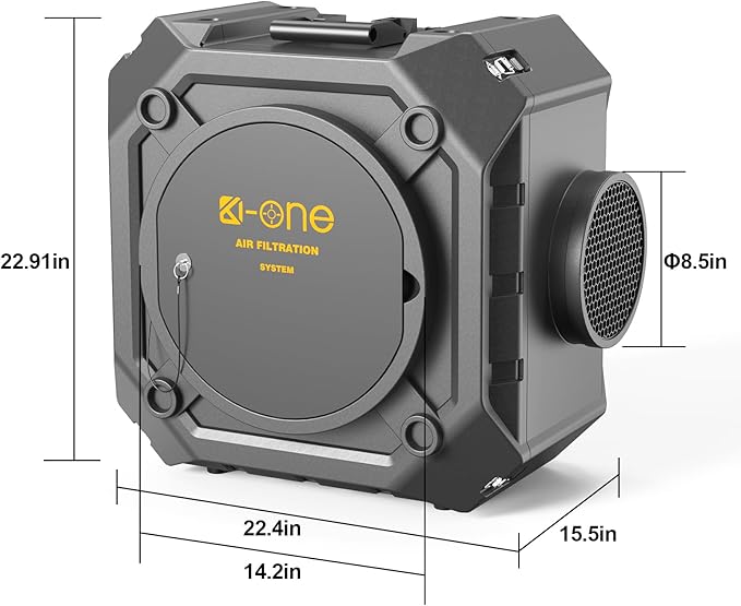 Air Scrubber,Air Purifier with 3 Stage Filtration, Stackable Negative Air Machine for Industrial and Commercial Use, Heavy Duty Air Cleaner with HEPA/Activated Carbon Filter