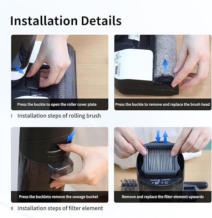 keluke Vacuum Filter Replacement Compatible with Tineco iFloor 3, Floor ONE S3 & Floor ONE S5, Floor ONE S5 Pro Cordless Vacuum Cleaner, 4 Pack Replacement Filters