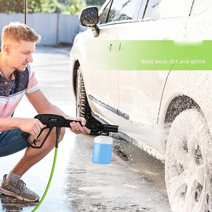 5000PSI Pressure Cleaner,Power Cleaner with Foam Cannon,4 Nozzles,33FT Hose and 500ml Soap Bottle for Home/Cars/Driveways/Patios/Fences,Green
