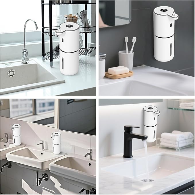 Automatic Liquid Soap Dispenser Touchless, USB Rechargeable Smart Hand Soap Dispenser, 6-Level Adjustable, 12.8oz/380mL Wall Mounted for Bathroom Kitchen Dish Soap-White