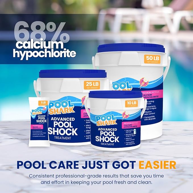 68% Calcium Hypochlorite Pool Shock for Swimming Pools - Chlorine Granules Swimming Pool Shock 50 lbs Bucket - Pool Chlorine for Inground and Above Ground Pool Treatment, Saltwater (50lbs)