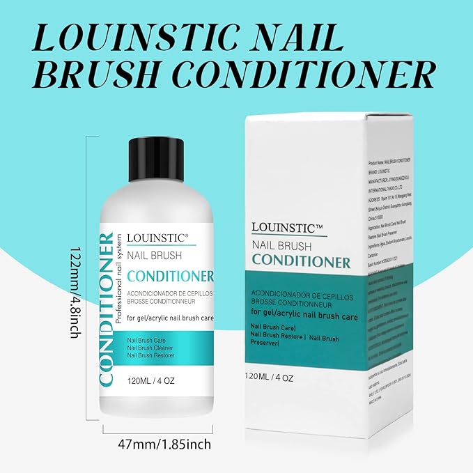 LOUINSTIC Acrylic Nail Brush Cleaner - 4 Fl.Oz, Quickly Clean Gel/Acrylic Nail Brushes, Paint Brushes, Airbrushes, Art Tools, Nail Brush Cleaner Conditioner Preserver and Restorer