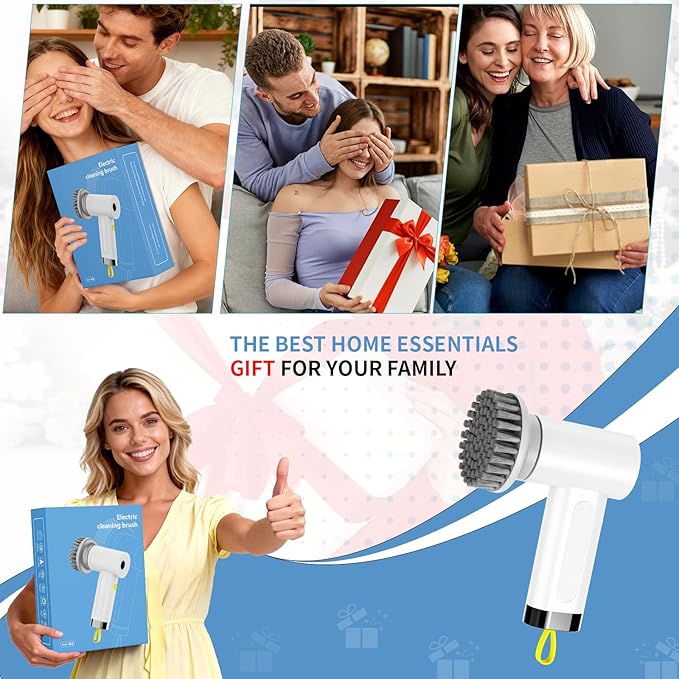 Electric Spin Scrubber, Cordless Cleaning Brush,IPX7 Waterproof Bathroom Scrubber with Adjustable Extension Handle & Battery Level Display for Bathroom Kitchen Car (ECB-S2)