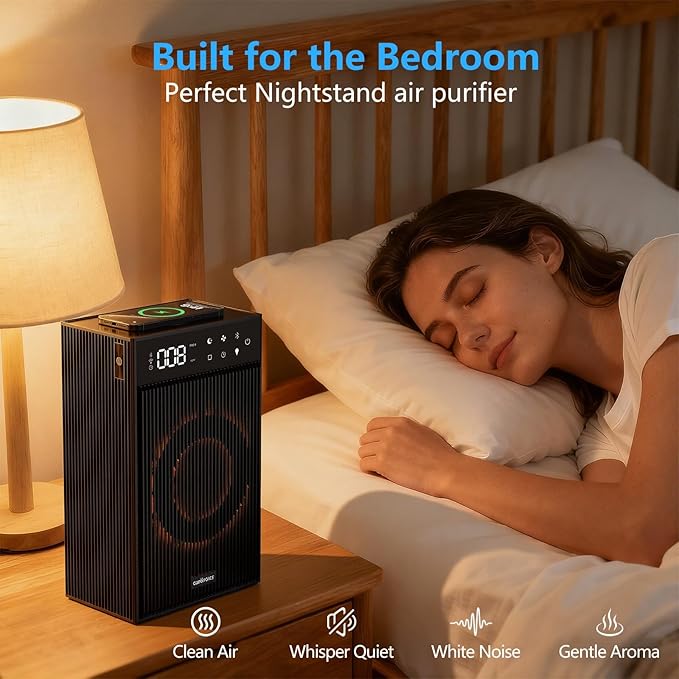 CleanForce Rainbow Cube | World’s First 4-in-1 Space-saving Air Purifier with Bluetooth Speaker, Wireless Charger & Aroma Diffuser | Swiss Tech,over 900ft² Coverage | Ultra-Quiet