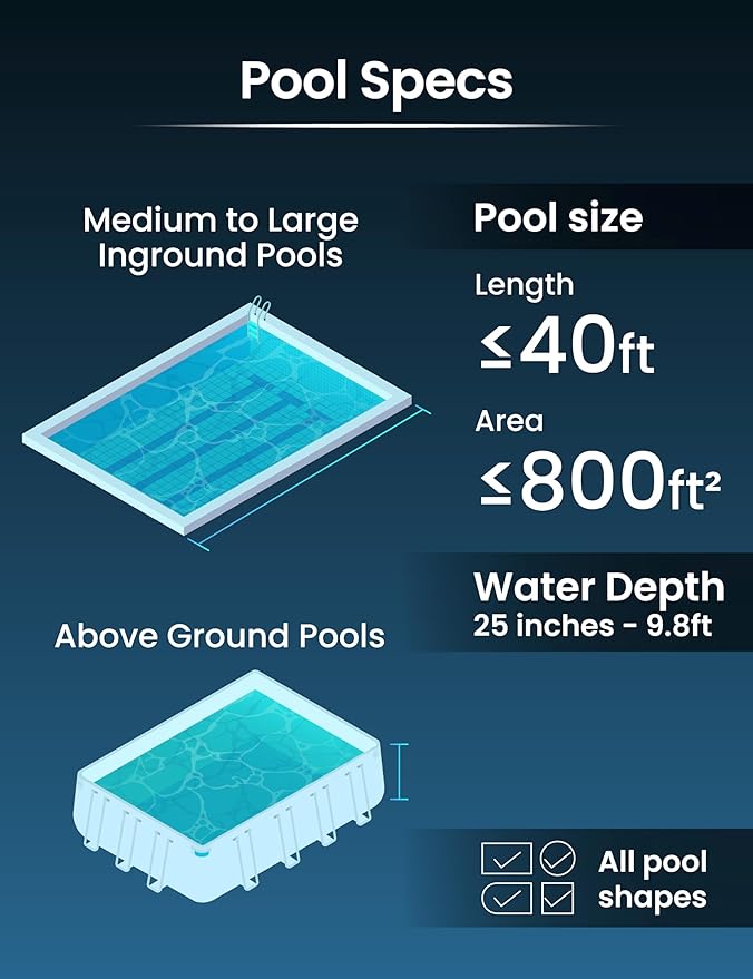 KOKIDO Rechargeable Heavy Duty Pool Leaf Vacuum Cleaner, Commercial Power Suction for Pool Closing, Standard and Fine Filter Bags, for Larger Leaves and Debris, Inground and Above Ground Pools XV910