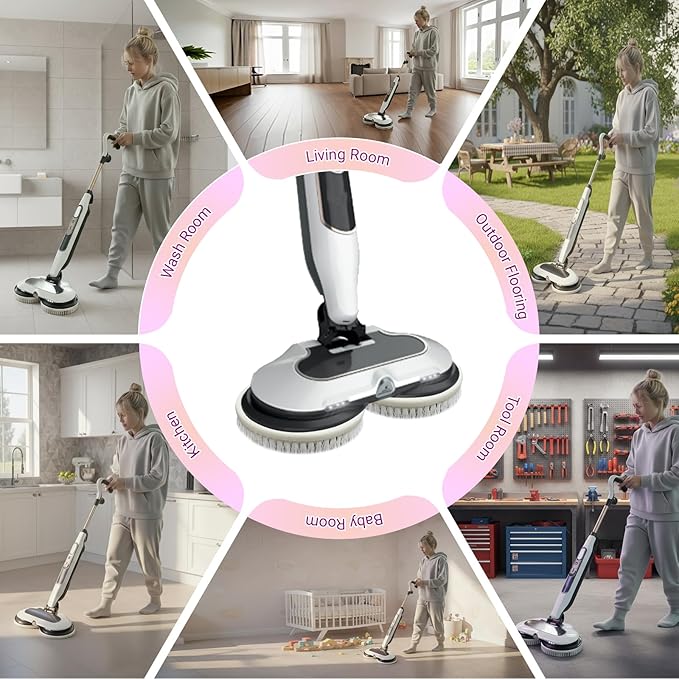 Steam Cleaner Mop Replacement Brush Heads for Shark steam and Scrub mop S7000 S7201 S7005 S7020 S7001C S7000AMZ S8001, Upgraded Scrubbing & Polishing Pads for Deep Cleaning Hard Floors, Black & White