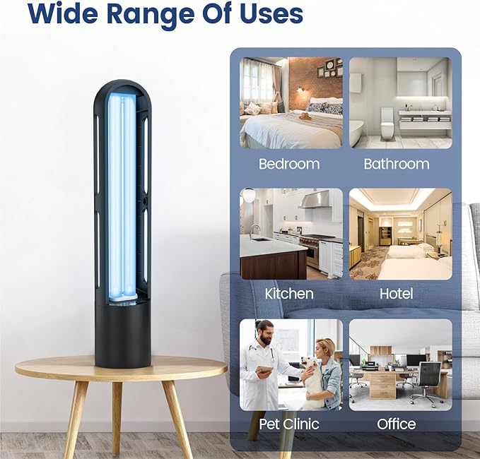 SalonDepot UV Light Sanitizer 38W Dust Mites Remover, Ultraviolet Light with 3 Speed Timer Setting for Bedroom, Kitchen & Office
